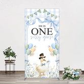 Lofaris Silly Goose Balloon Bow First Birthday Rectangle Backdrop